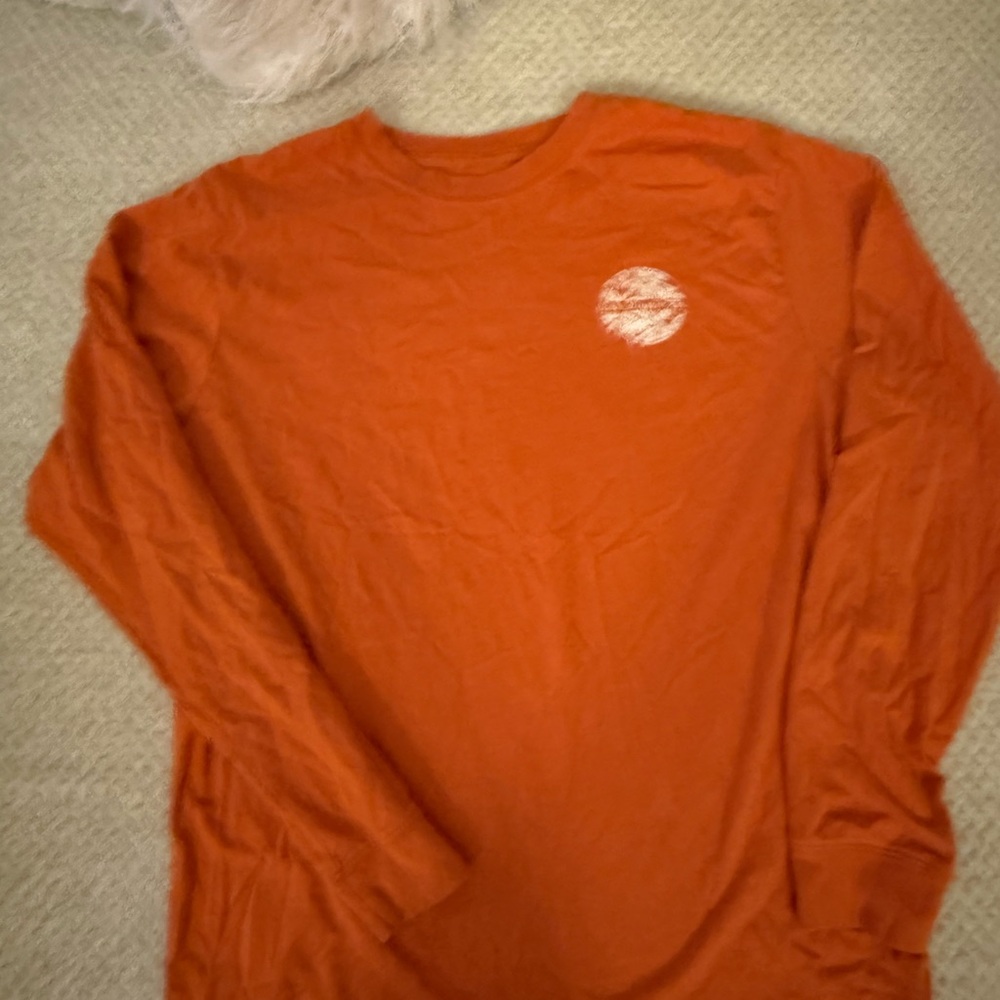 Vibrant Orange Long Sleeve Tee for Men